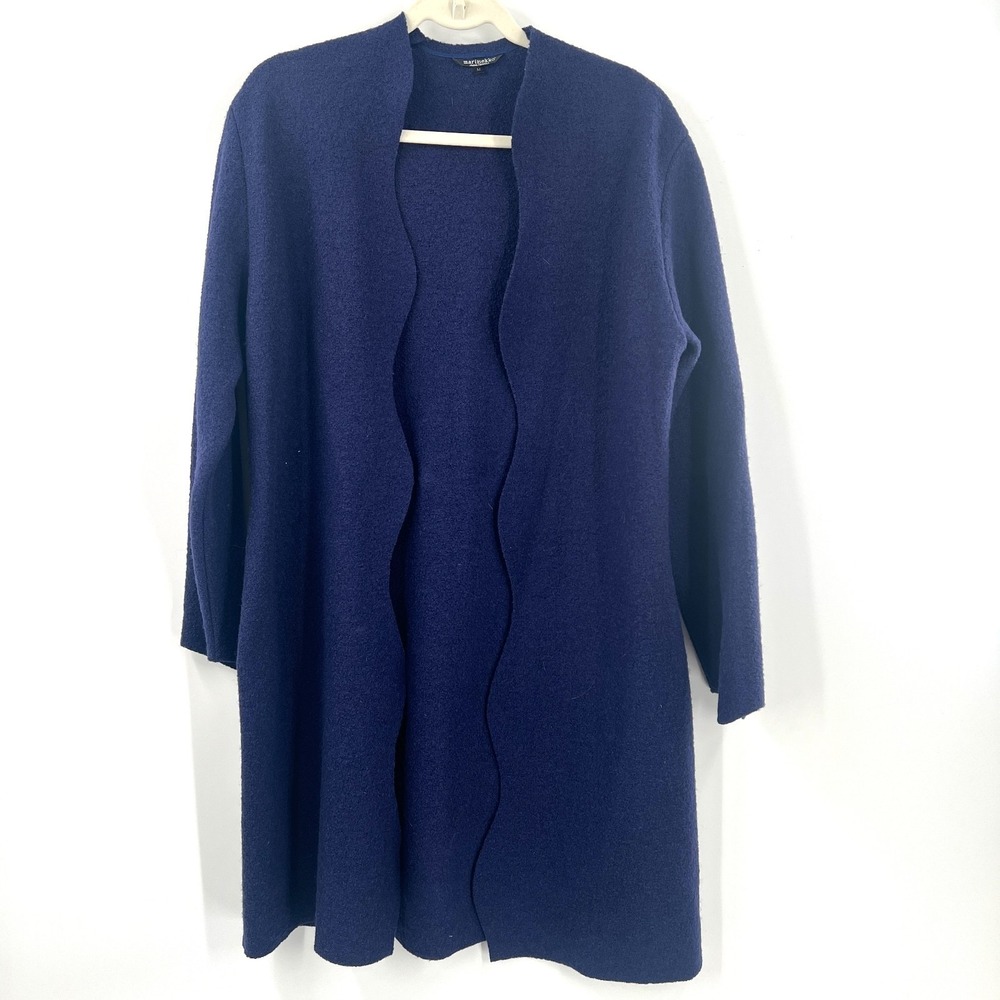 Marimekko boiled wool quiet luxury open front cardigan‎ sweater scandi chic M